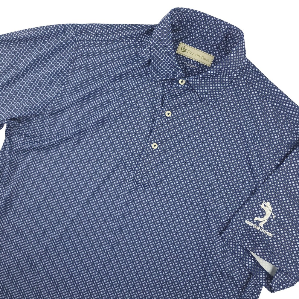 Donald Ross Polo Shirt Mens L Blue Geometric Men For Others Golf Performance Top